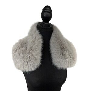 Gray Faux Fur Collar Scarf‎ Shawl Neck Warmer Wrap Accent